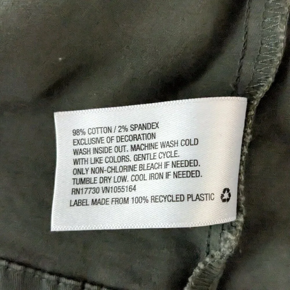 A NEW DAY Olive Army Green Casual Cotton Long Sleeve Snap Bling Jacket; Size M